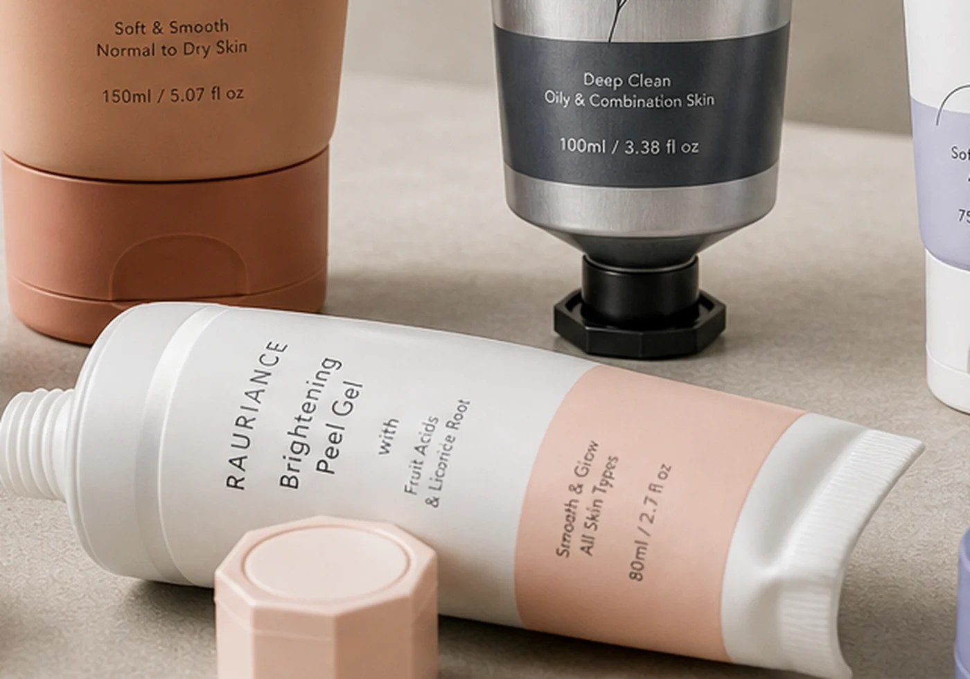 Cosmetic tube, pouch, and box packaging components for tube packaging projects