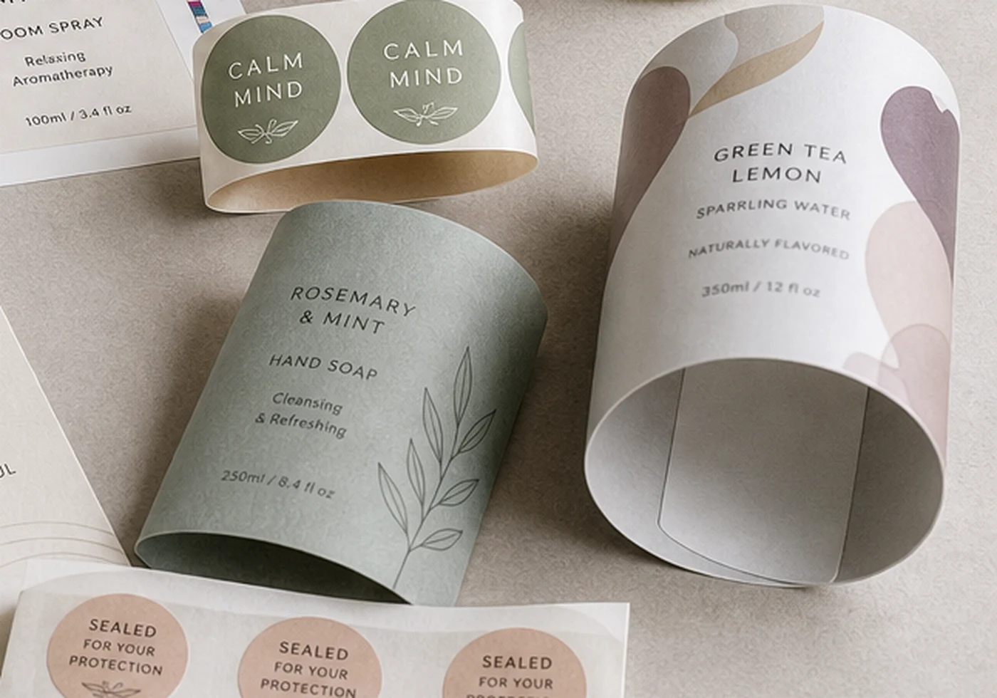 Printed product tags and labels used for branded packaging
