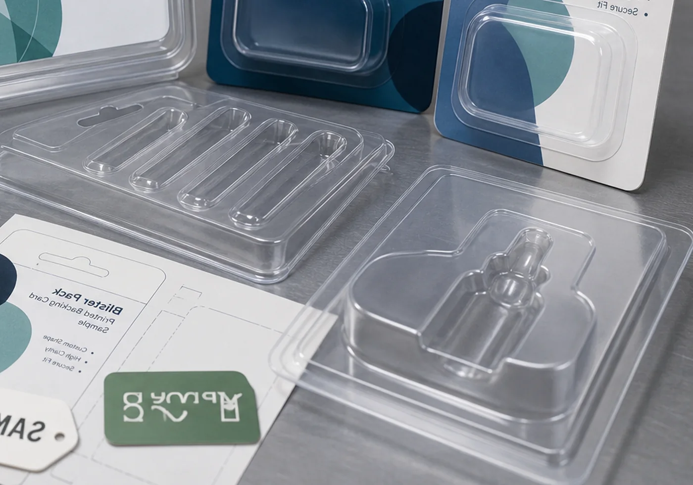 Clear thermoformed plastic packaging tray and blister style insert