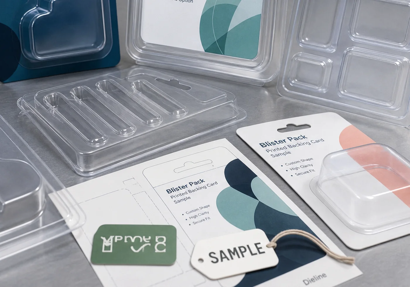 Clear thermoformed plastic packaging tray and blister style insert