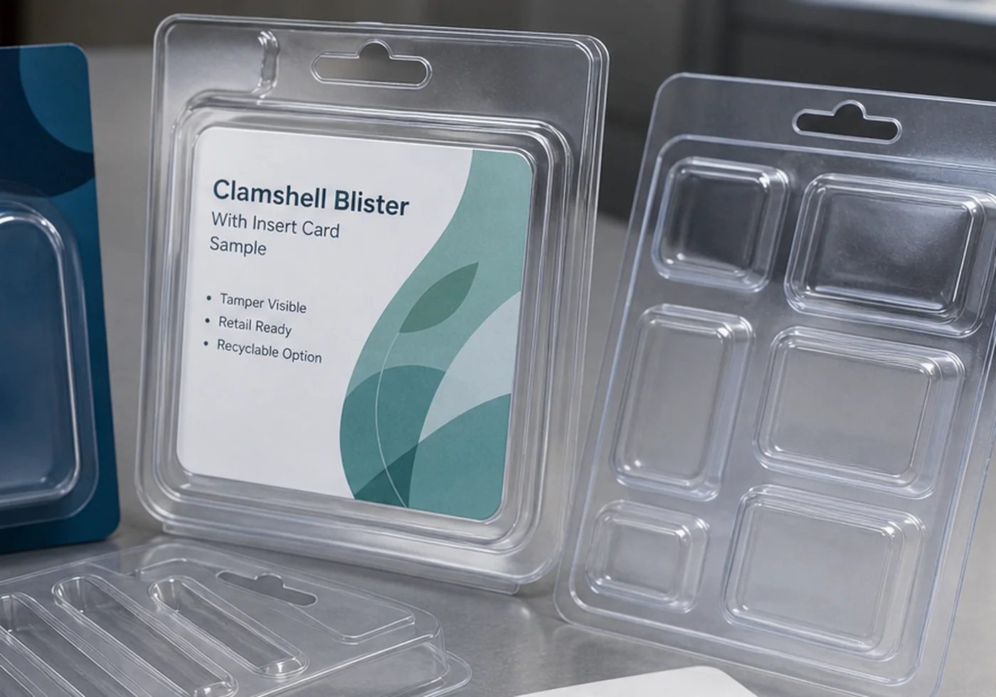 Clear thermoformed plastic packaging tray and blister style insert