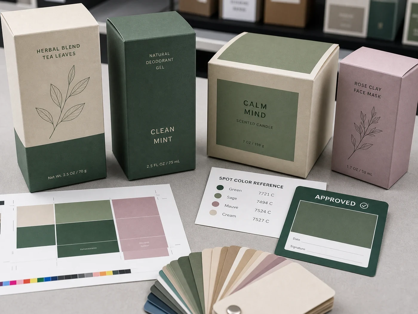 Custom printed cosmetic folding cartons with premium brand artwork