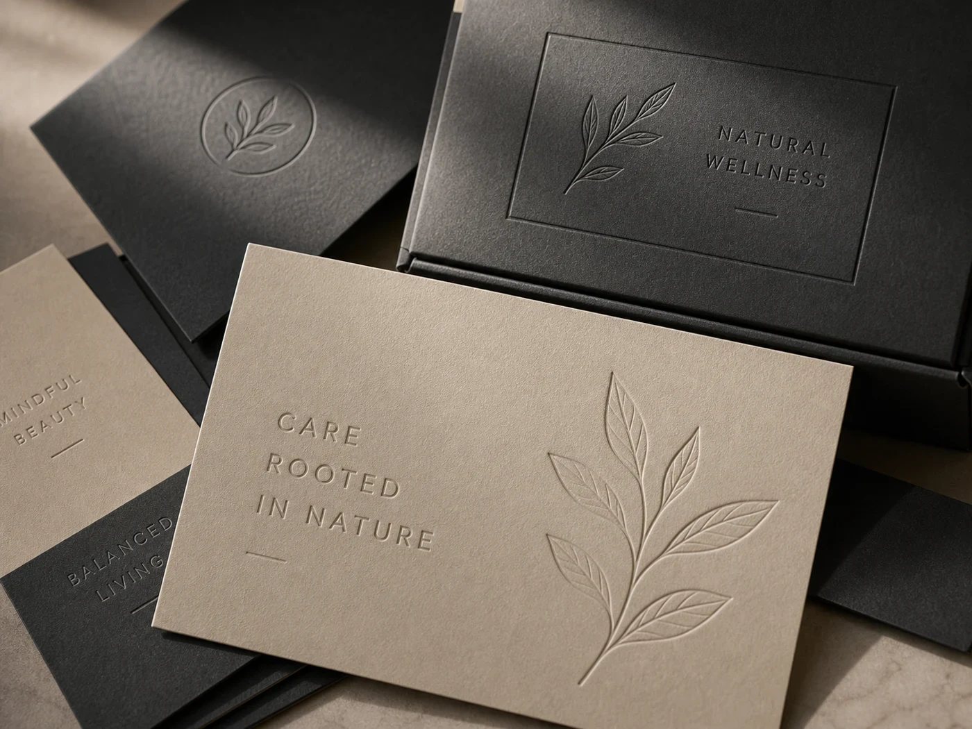 Debossed packaging surface effect on custom paper box sample