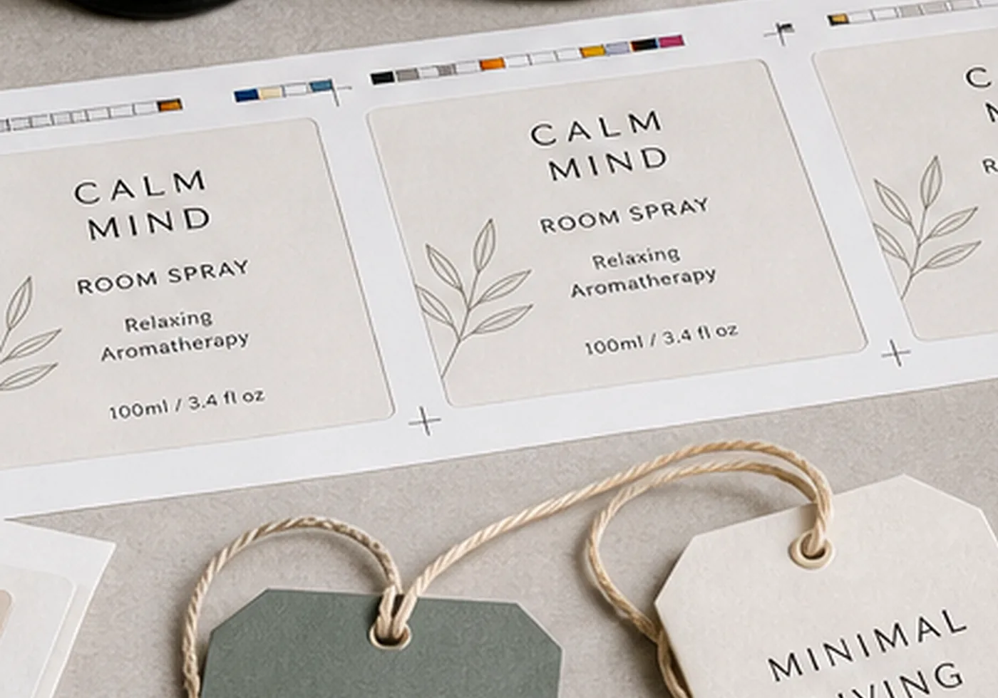 Printed product tags and labels used for branded packaging