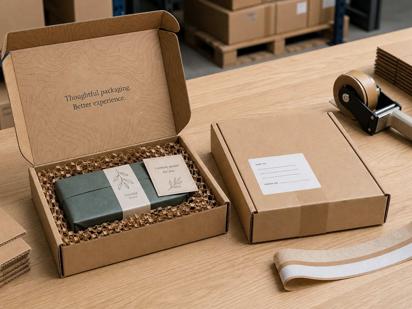 Kraft corrugated ecommerce mailer boxes for shipping products