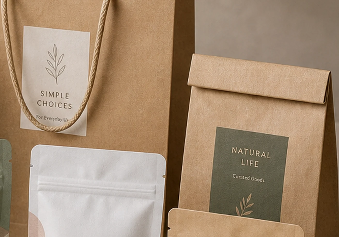 Custom paper bags and flexible pouch packaging examples