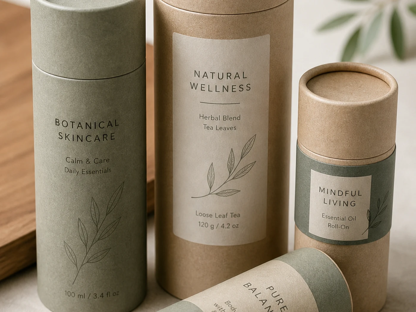 Round paper tube packaging suitable for food and cosmetic products
