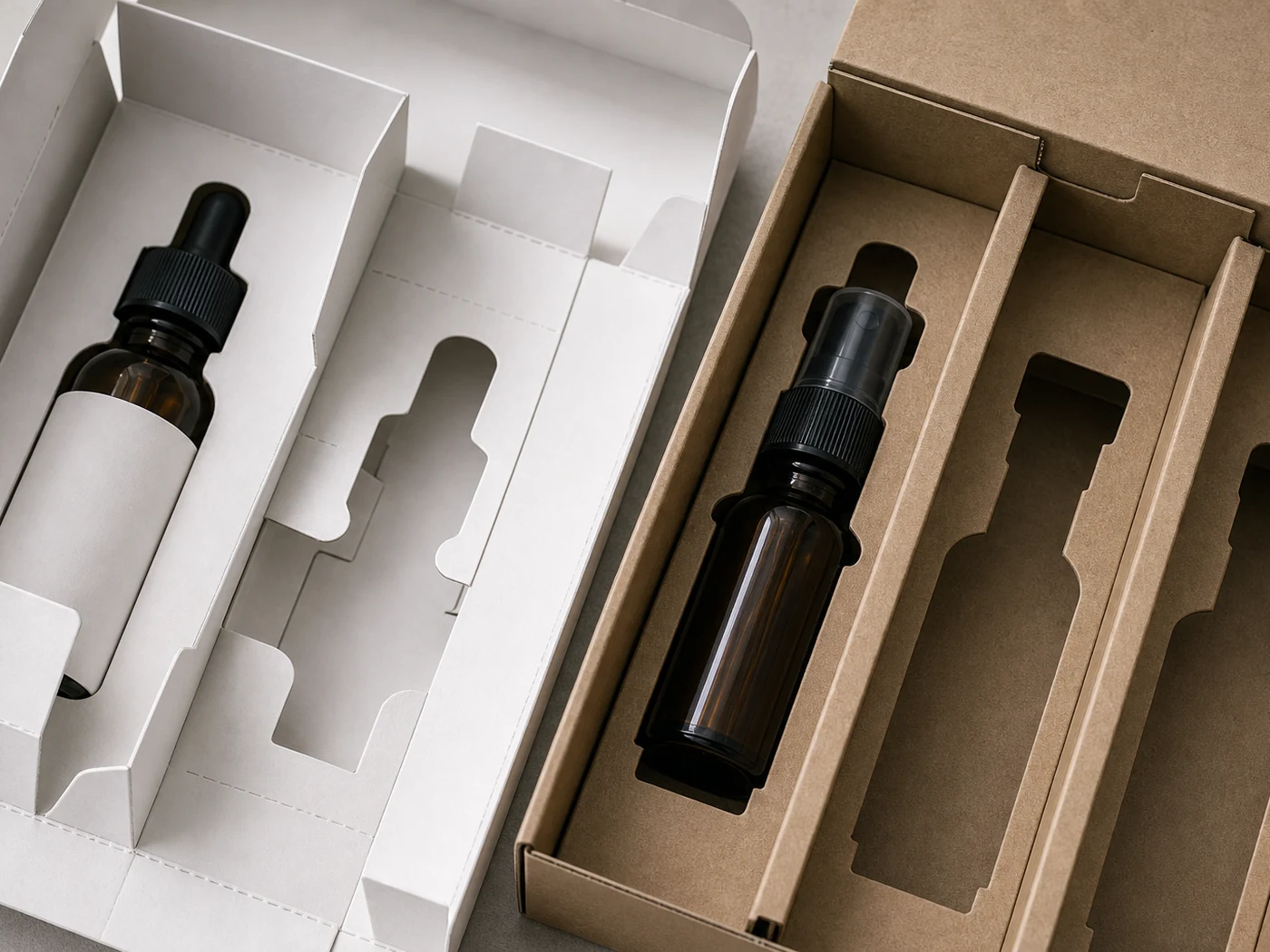 Open box packaging with paper insert and protective filler