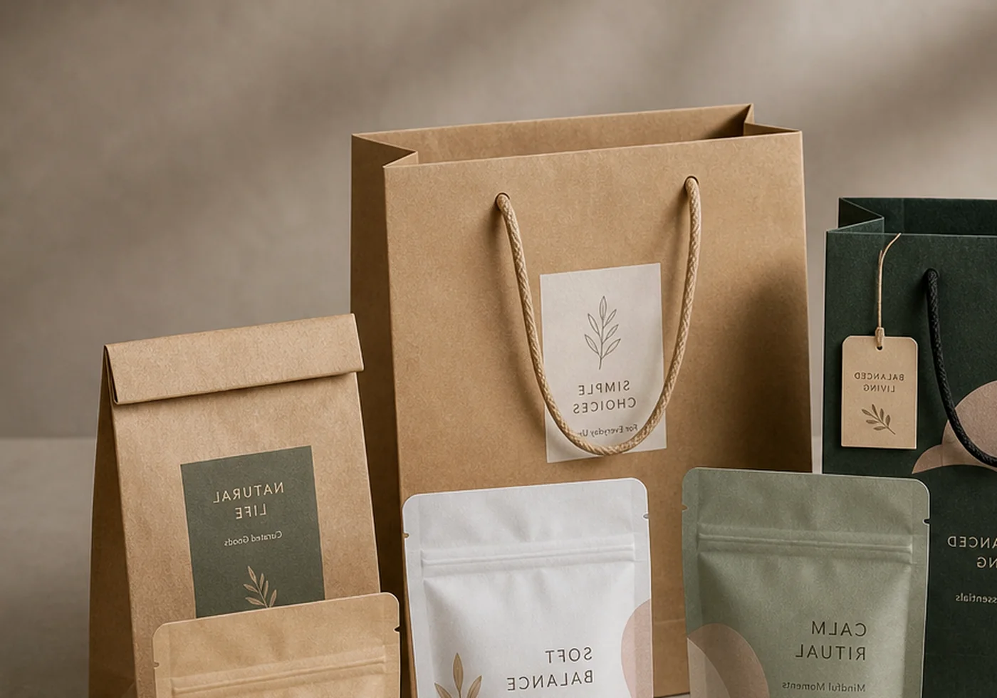 Custom paper bags and flexible pouch packaging examples