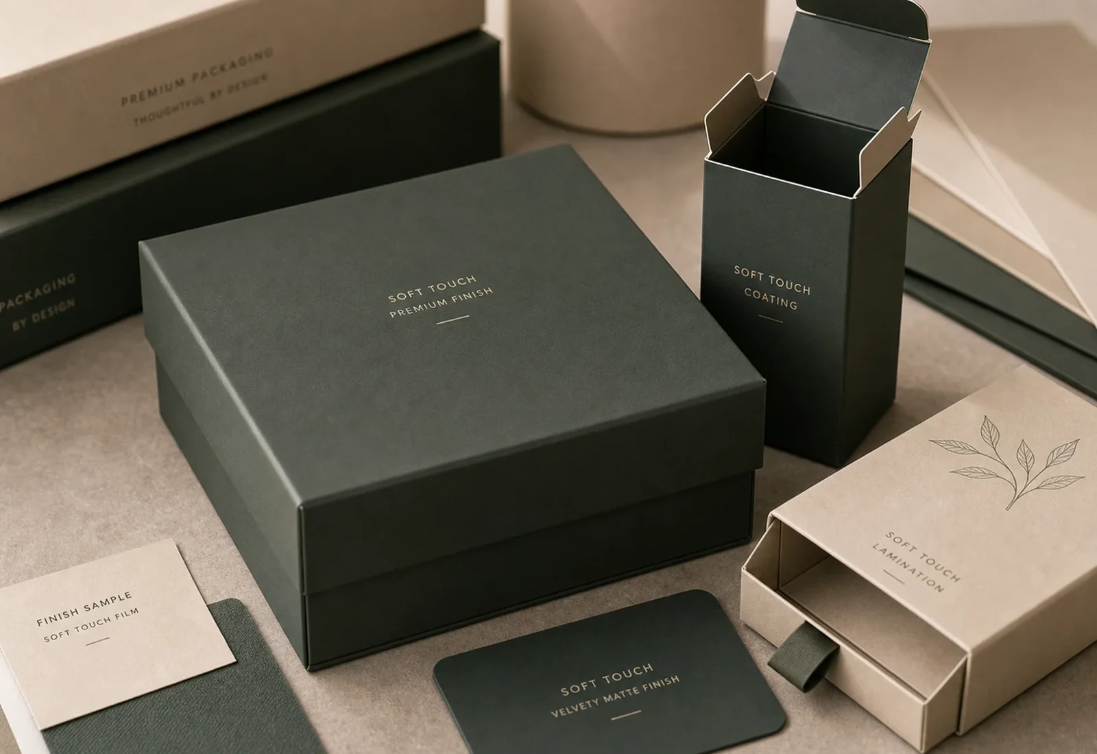 Soft touch cosmetic packaging with smooth premium surface