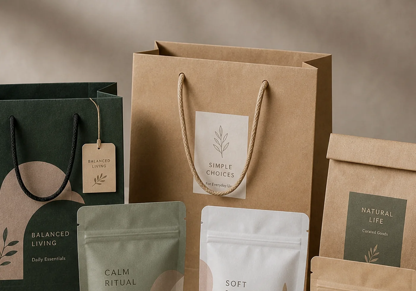 Custom paper bags and flexible pouch packaging examples