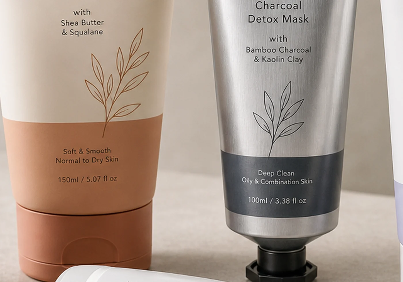 Cosmetic tube, pouch, and box packaging components for tube packaging projects