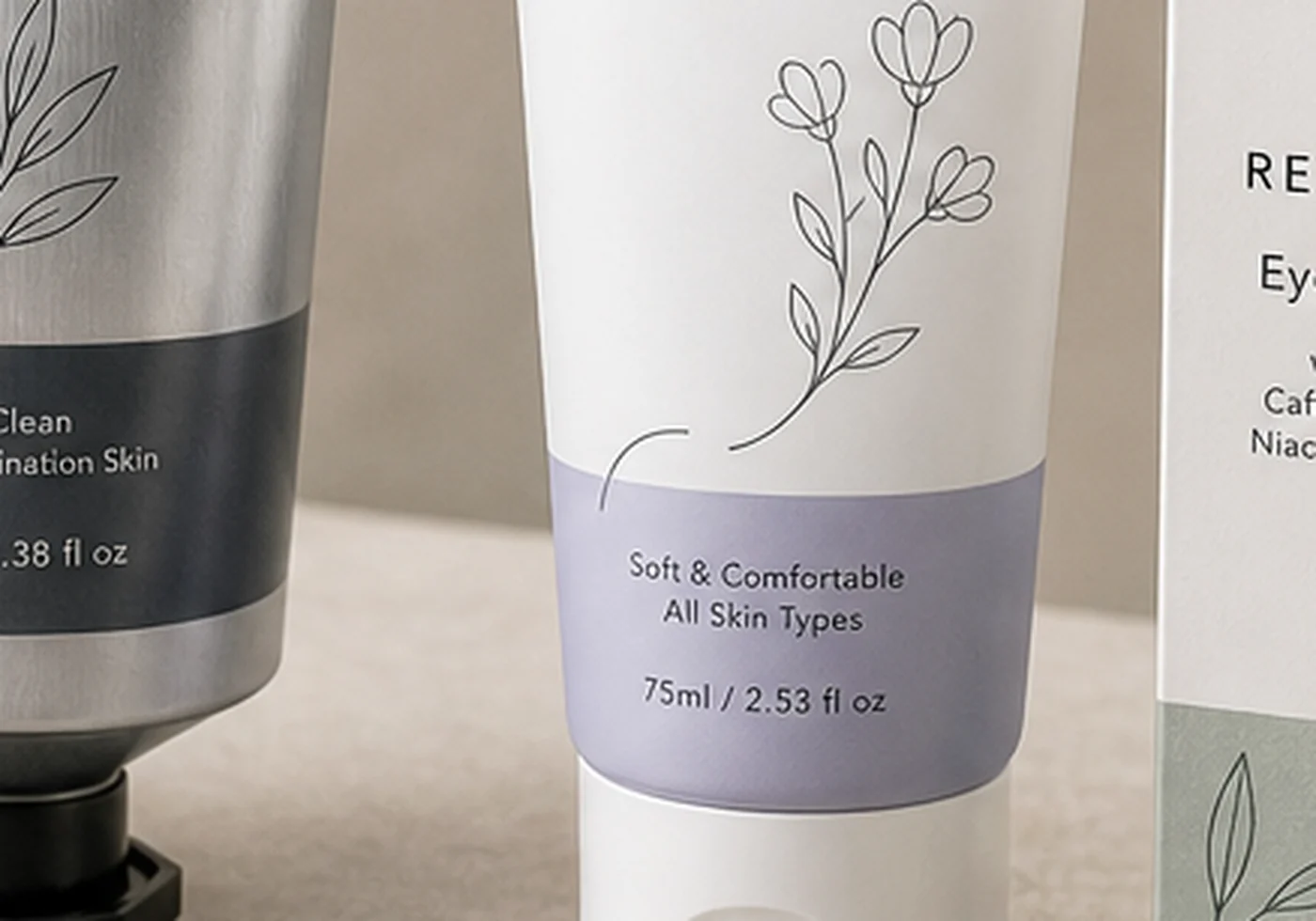 Cosmetic tube, pouch, and box packaging components for tube packaging projects