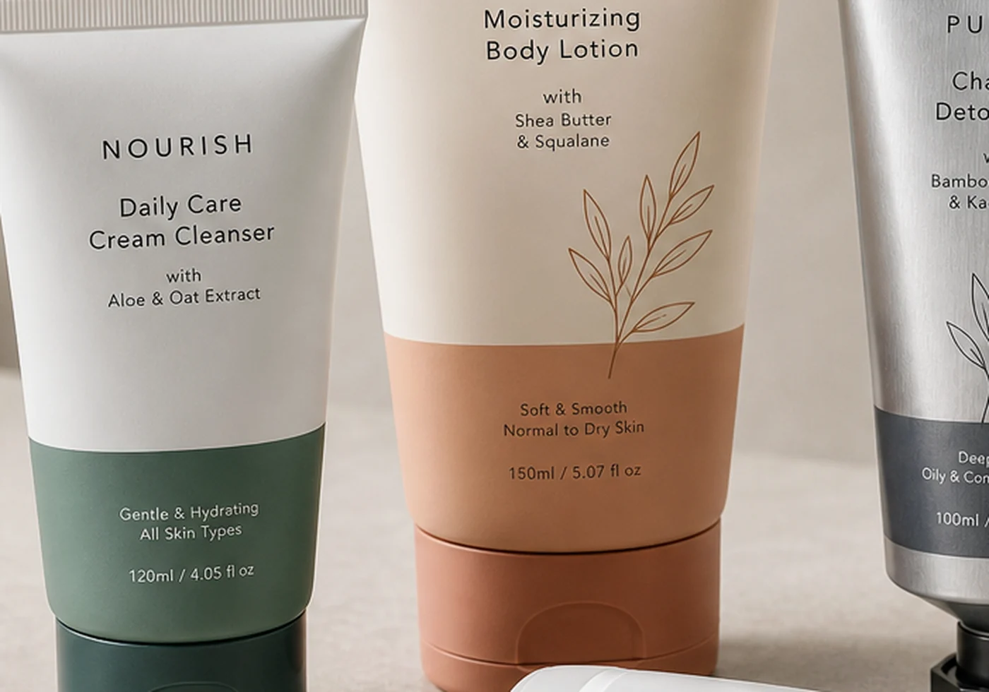 Cosmetic tube, pouch, and box packaging components for tube packaging projects