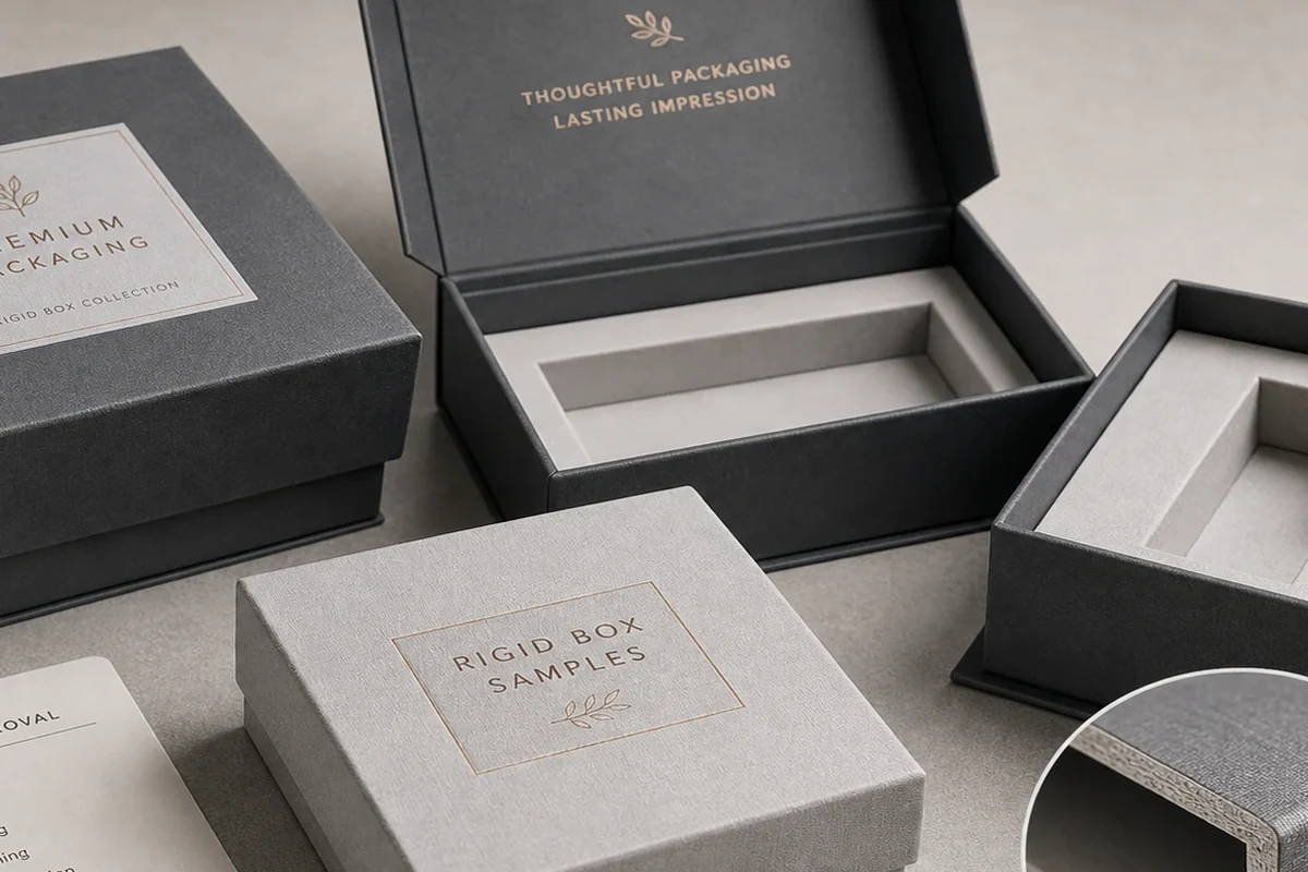 Rigid white presentation boxes for premium gift and retail packaging