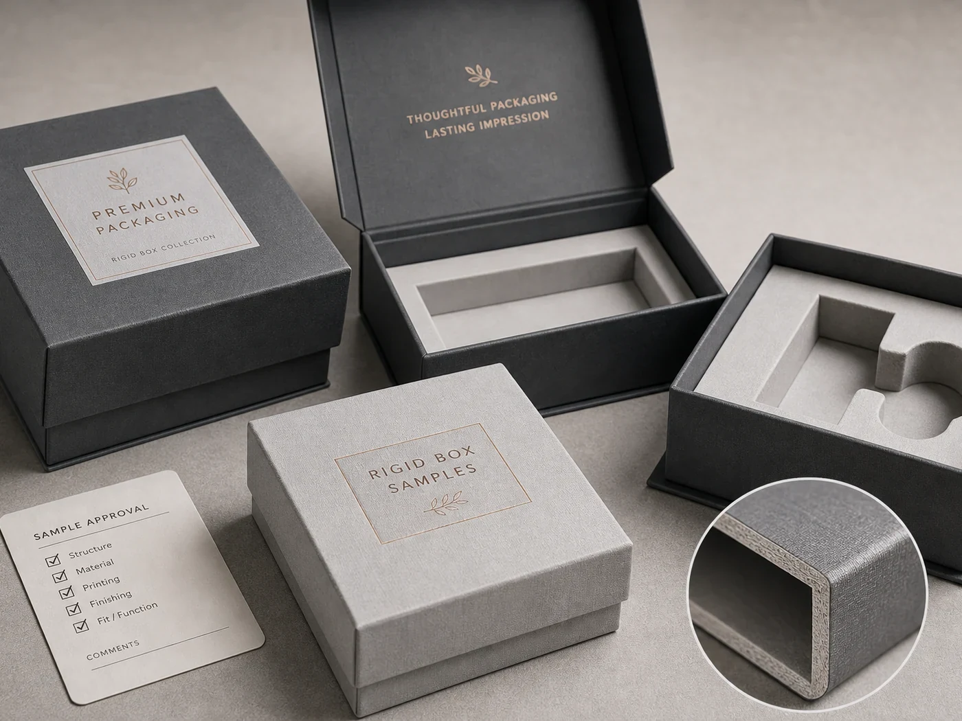 Rigid white presentation boxes for premium gift and retail packaging