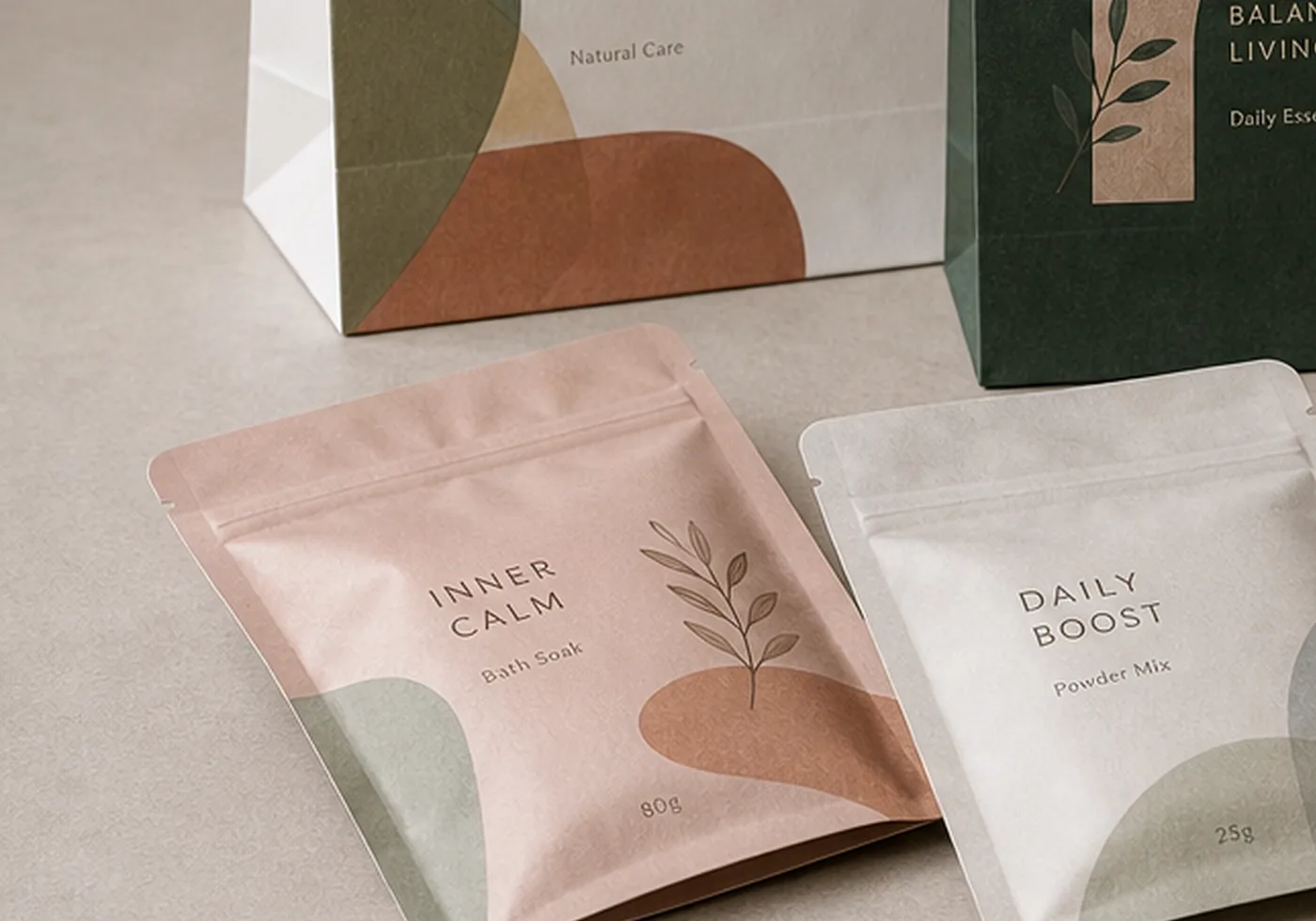 Custom paper bags and flexible pouch packaging examples