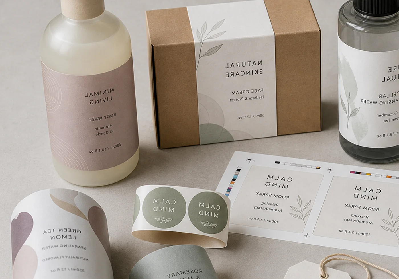 Printed product tags and labels used for branded packaging