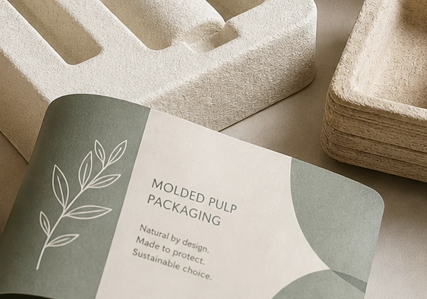Fiber molded pulp tray packaging with formed protective cavities