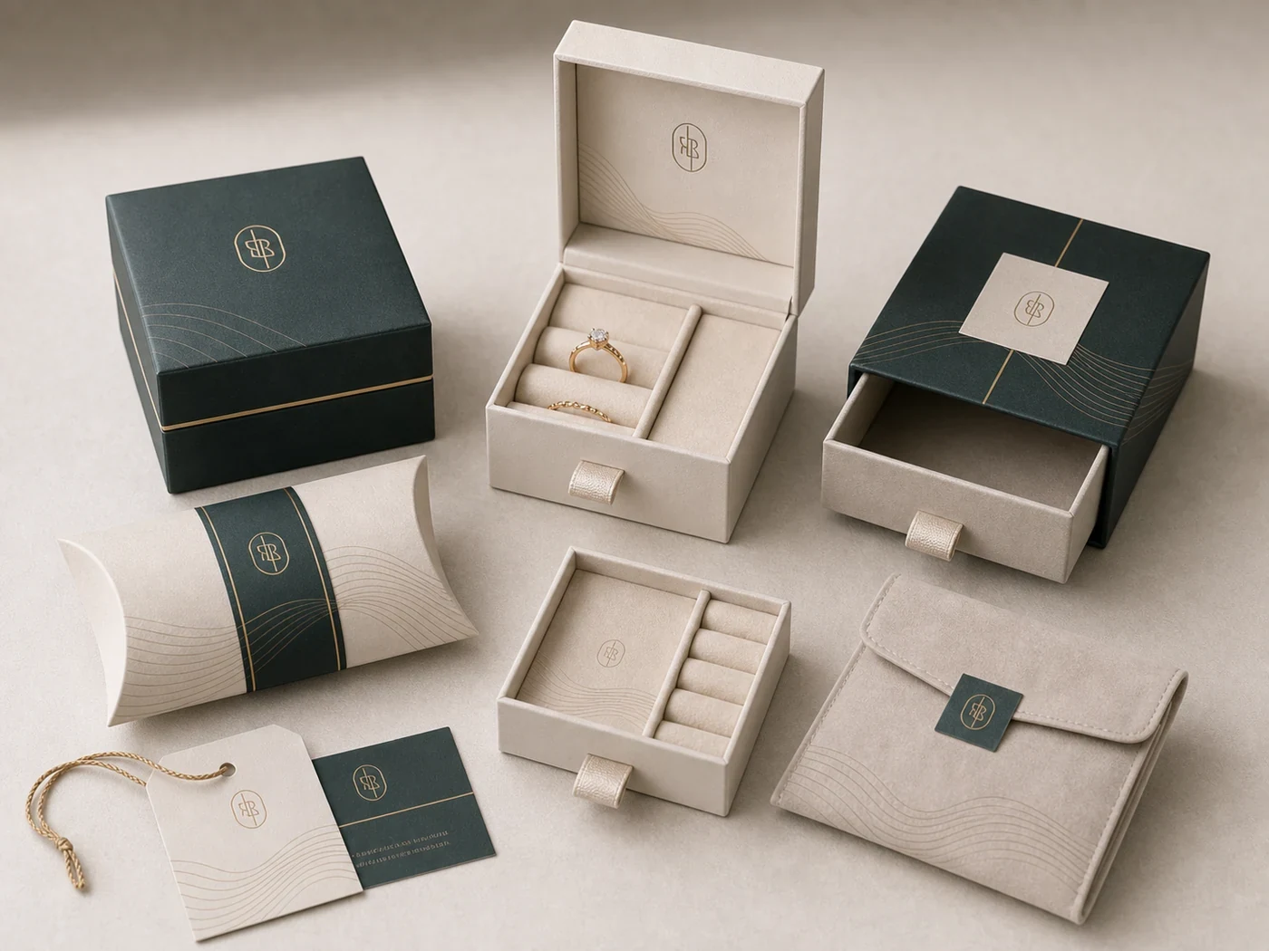 Open box packaging with paper insert and protective filler