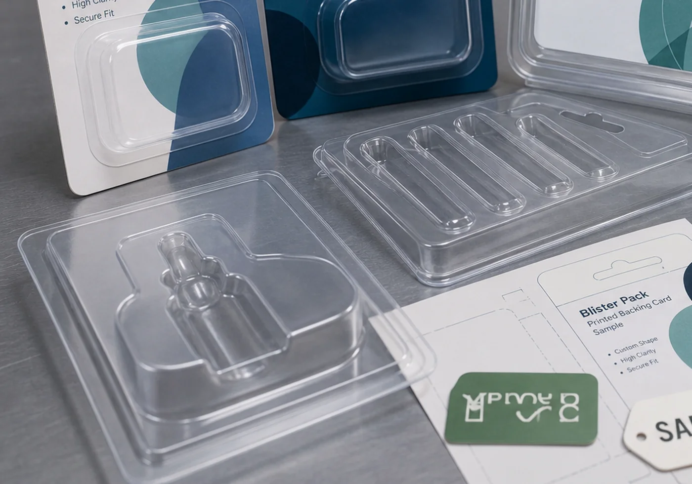 Clear thermoformed plastic packaging tray and blister style insert