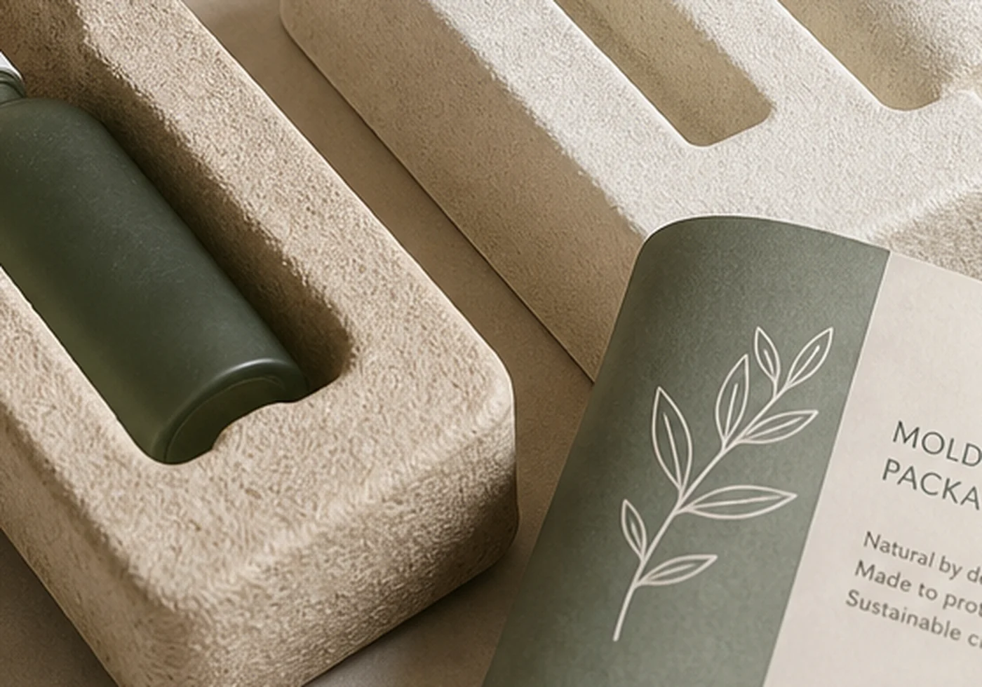 Fiber molded pulp tray packaging with formed protective cavities