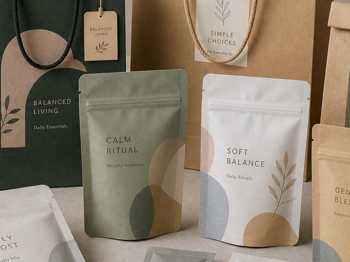 Custom paper bags and flexible pouch packaging examples