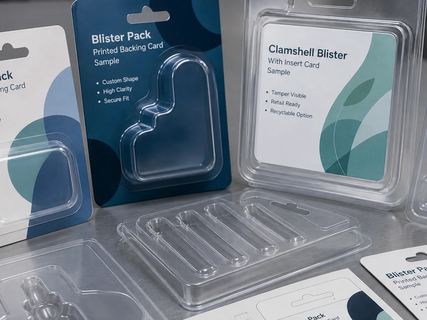 Clear thermoformed plastic packaging tray and blister style insert