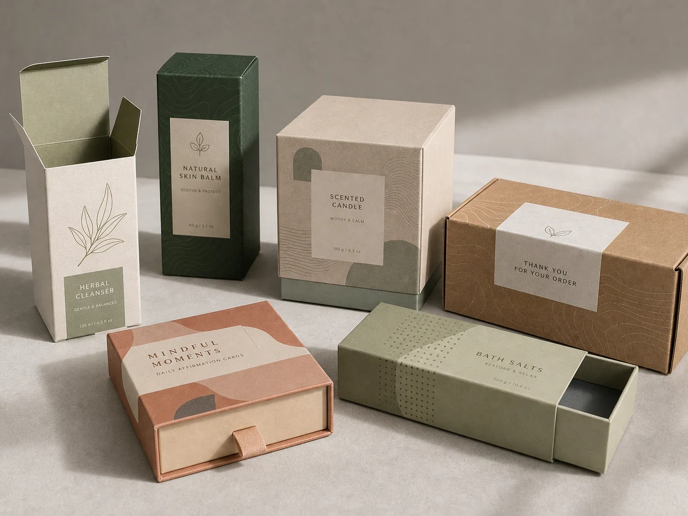 Box packaging category overview with folding cartons, mailer boxes, sleeve boxes, and drawer boxes