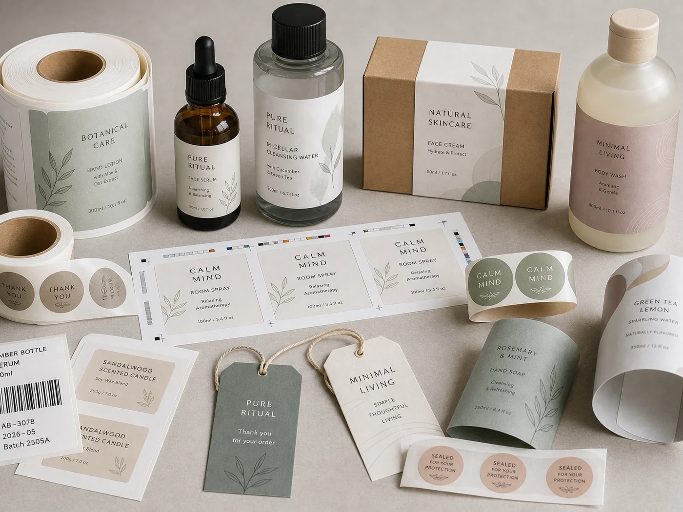 Printed product tags and labels used for branded packaging