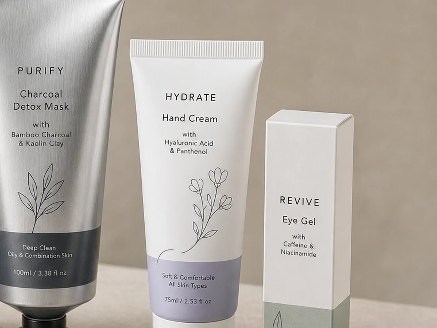 Cosmetic tube, pouch, and box packaging components for tube packaging projects